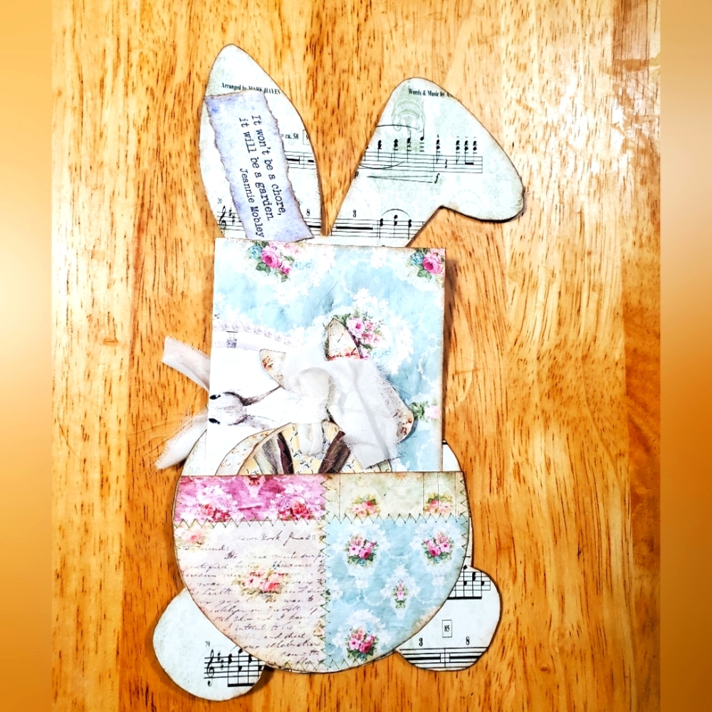 🐣 HAND CRAFTED Easter bunny journal card pockets doublesided